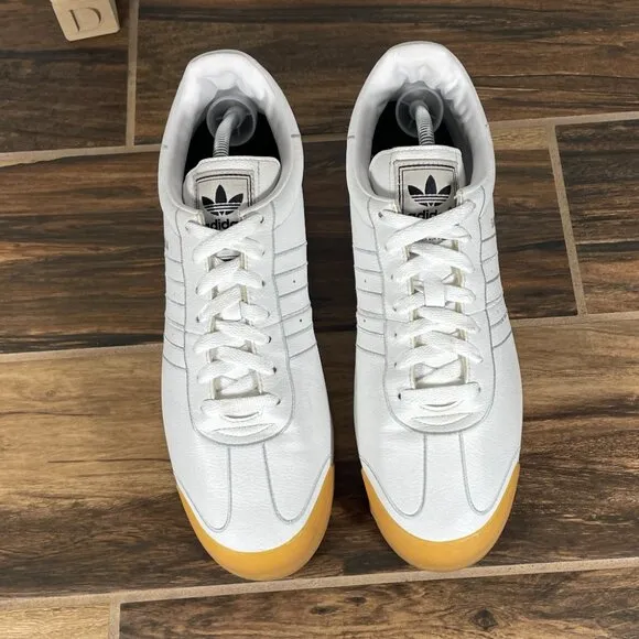 adidas Samoa Mens Size 11.5 Shoes White Leather Gum Sole Low Trainers Sneakers