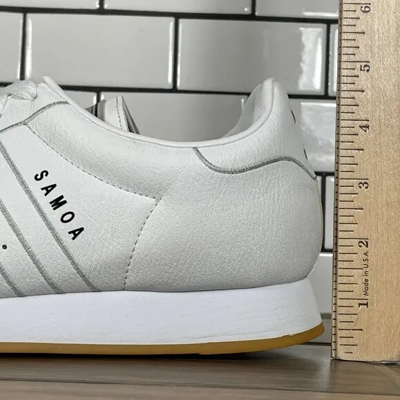 adidas Samoa Mens Size 11.5 Shoes White Leather Gum Sole Low Trainers Sneakers