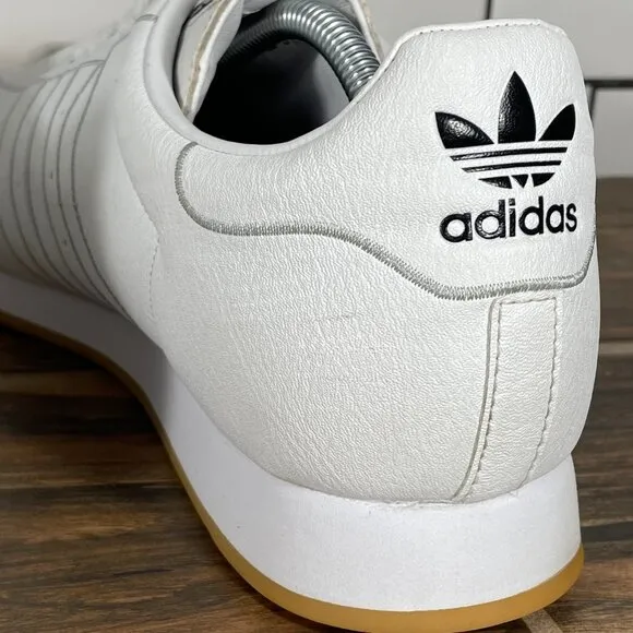 adidas Samoa Mens Size 11.5 Shoes White Leather Gum Sole Low Trainers Sneakers