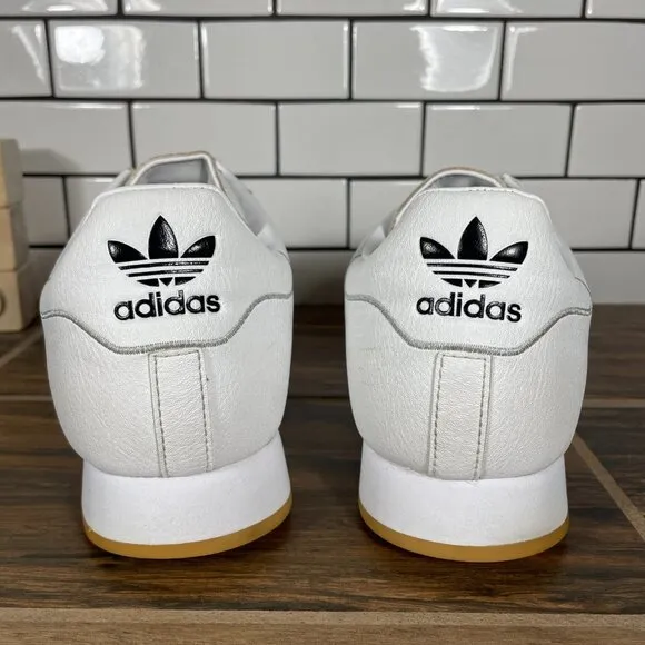 adidas Samoa Mens Size 11.5 Shoes White Leather Gum Sole Low Trainers Sneakers