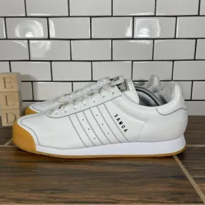 adidas Samoa Mens Size 11.5 Shoes White Leather Gum Sole Low Trainers Sneakers