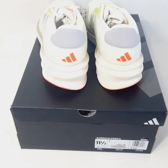 Adidas Supernova Stride M Running Shoes Size 11.5 White/Silver Metallic/ Lime