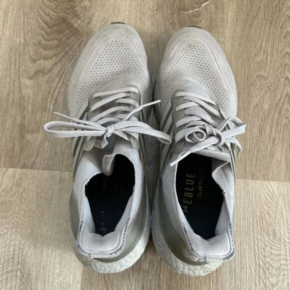 Adidas UltraBoost 21 Mens 11 Cloud White Gray Running Shoes FY0432 Knit Sneakers