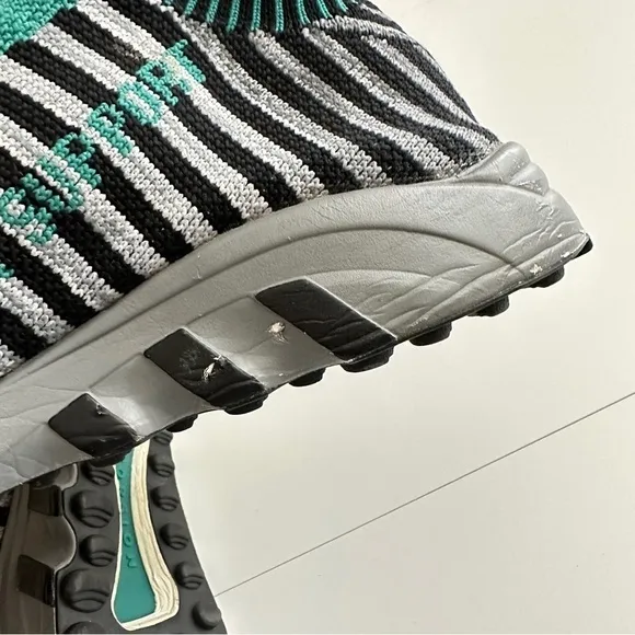 Adidas Women’s EQT Support Sock Primeknit Core Black Sub Green sz W8/M7