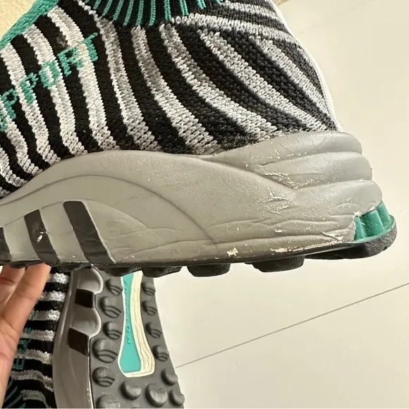 Adidas Women’s EQT Support Sock Primeknit Core Black Sub Green sz W8/M7