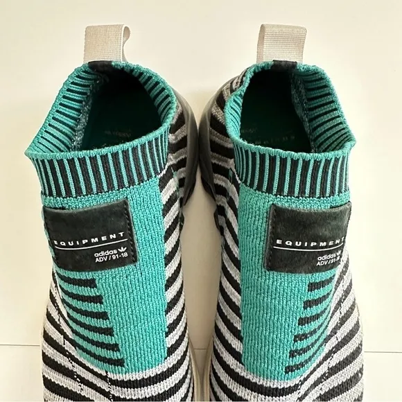 Adidas Women’s EQT Support Sock Primeknit Core Black Sub Green sz W8/M7