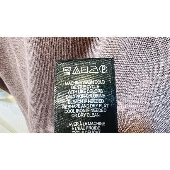 Adrianna Papell Solid Raw Edge Boat Neck Ribbed XL Antique Copper Color Brown