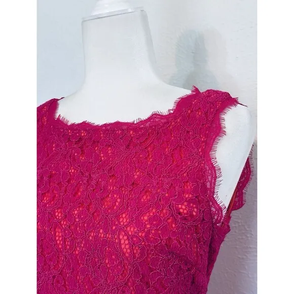 ADRIANNA PAPELL Women’s Size 8 Laced Sheath Evening Dress Boat Neck Ocassion