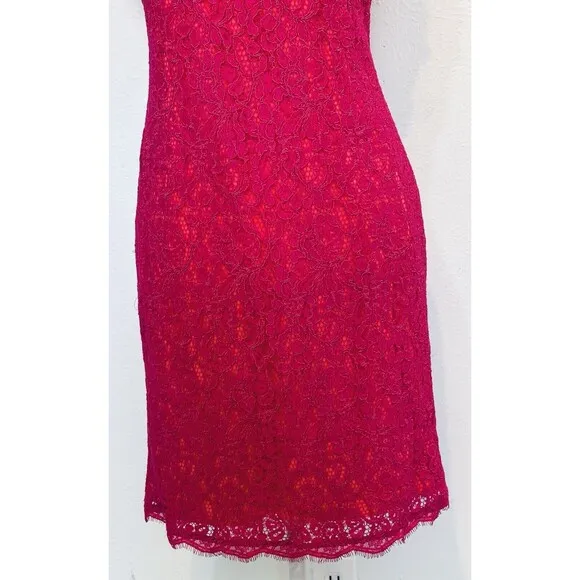 ADRIANNA PAPELL Women’s Size 8 Laced Sheath Evening Dress Boat Neck Ocassion