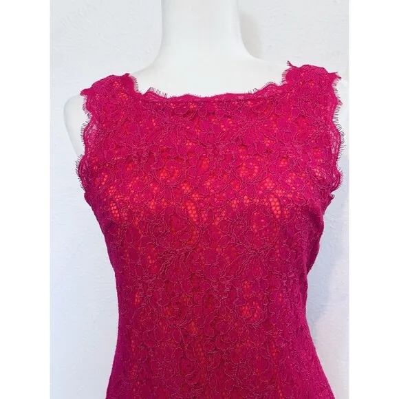 ADRIANNA PAPELL Women’s Size 8 Laced Sheath Evening Dress Boat Neck Ocassion