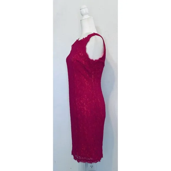 ADRIANNA PAPELL Women’s Size 8 Laced Sheath Evening Dress Boat Neck Ocassion