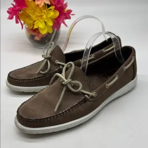 AE by Allen Edmonds Ely Brown and White Boat Shoes with Moccasin Style Size