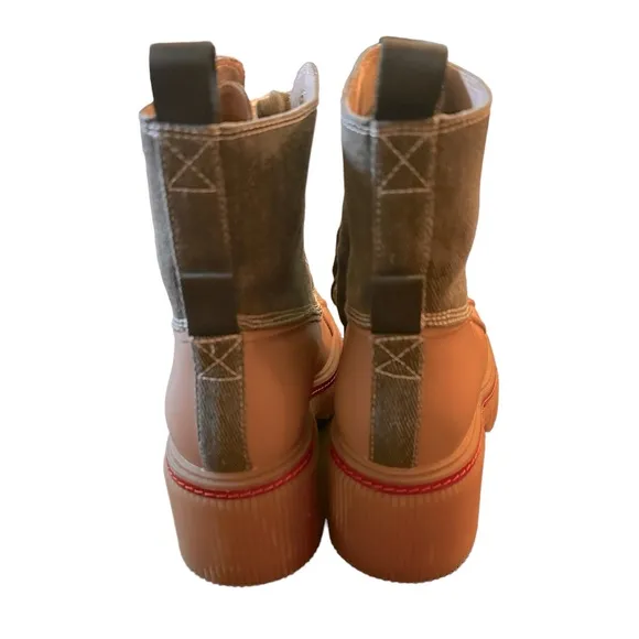 Aerosoles Stellar Women's Army Green Lace-Up Mid Calf Lug Boots, size 7.5