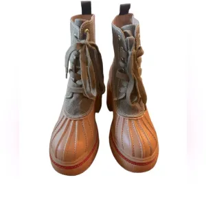 Aerosoles Stellar Women's Army Green Lace-Up Mid Calf Lug Boots, size 7.5