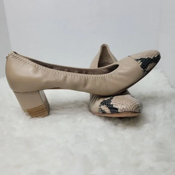 AGL Attilio Giusti Leombruni Women's Shoes 8.5  Leather Snakeskin Cap Toe Pump