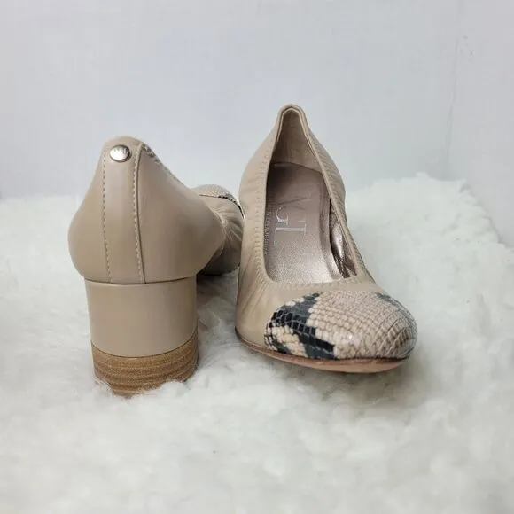 AGL Attilio Giusti Leombruni Women's Shoes 8.5  Leather Snakeskin Cap Toe Pump