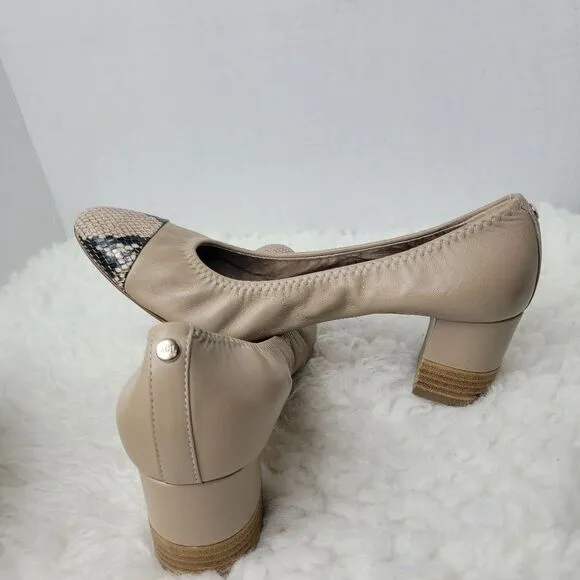 AGL Attilio Giusti Leombruni Women's Shoes 8.5  Leather Snakeskin Cap Toe Pump