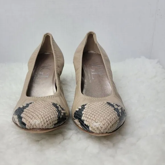 AGL Attilio Giusti Leombruni Women's Shoes 8.5  Leather Snakeskin Cap Toe Pump