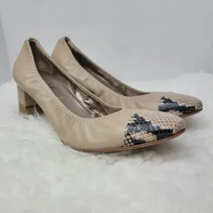 AGL Attilio Giusti Leombruni Women's Shoes 8.5  Leather Snakeskin Cap Toe Pump