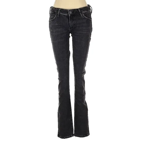 AGOLDE Chloe Low Rise Cotton Blend Washed Out Distressed Gray Denim Jeans Sz 28