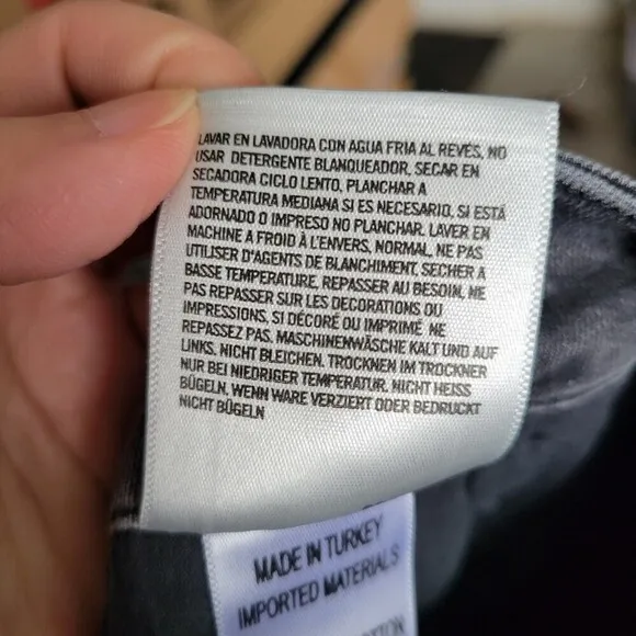 AGOLDE Chloe Low Rise Cotton Blend Washed Out Distressed Gray Denim Jeans Sz 28