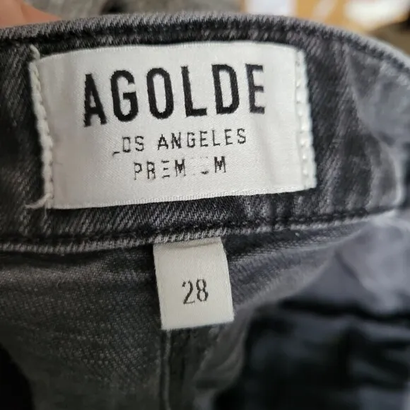 AGOLDE Chloe Low Rise Cotton Blend Washed Out Distressed Gray Denim Jeans Sz 28