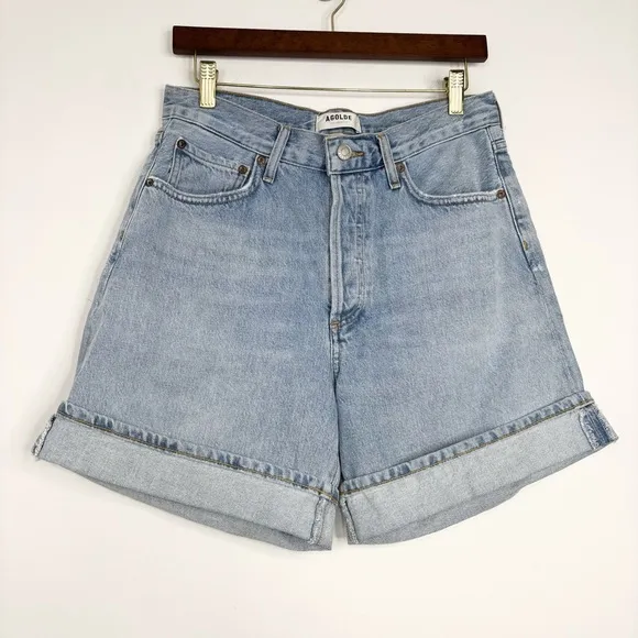 AGOLDE Dame Shorts in Tension High Rise Cuffed Denim Size 27
