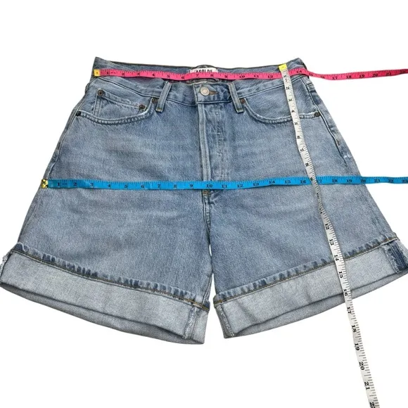AGOLDE Dame Shorts in Tension High Rise Cuffed Denim Size 27