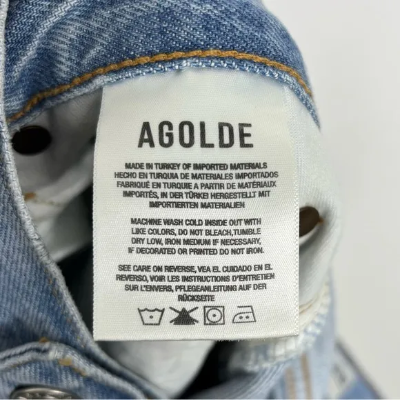 AGOLDE Dame Shorts in Tension High Rise Cuffed Denim Size 27