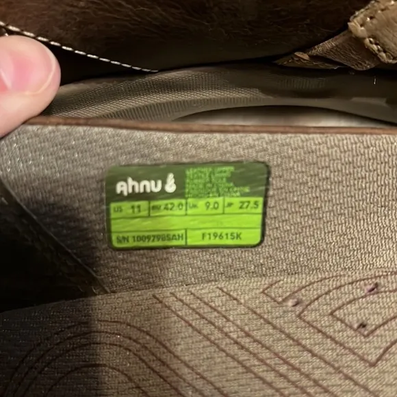 Ahnu leather strap slip on brown shoes, size 11