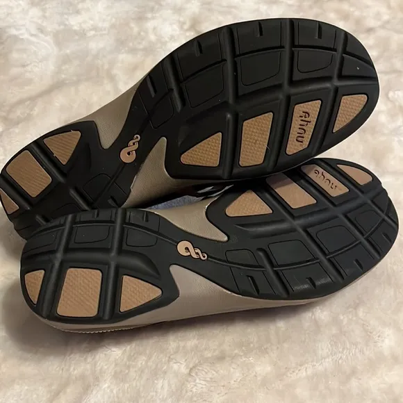 Ahnu leather strap slip on brown shoes, size 11