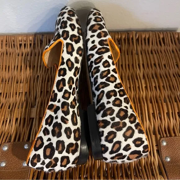 Alberto Moretti Loafers Women 37 Calf Hair Animal Print Flat Shoes US 6 Designer