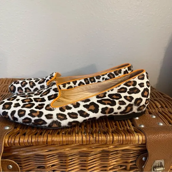 Alberto Moretti Loafers Women 37 Calf Hair Animal Print Flat Shoes US 6 Designer