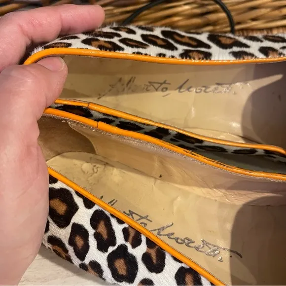 Alberto Moretti Loafers Women 37 Calf Hair Animal Print Flat Shoes US 6 Designer