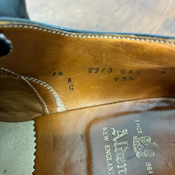 Alden Plain Toe Balmoral Black Calfskin Leather #932 Made In USA 10 A / C
