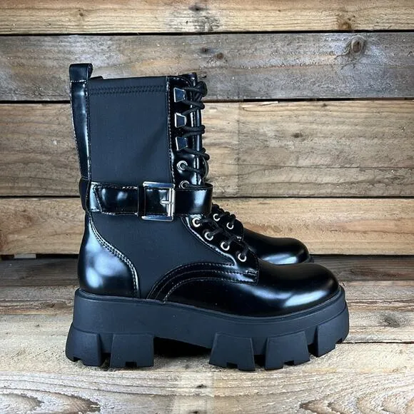 Aldo Grandleap Lug Sole Combat Boots - Black - 7 - New without box