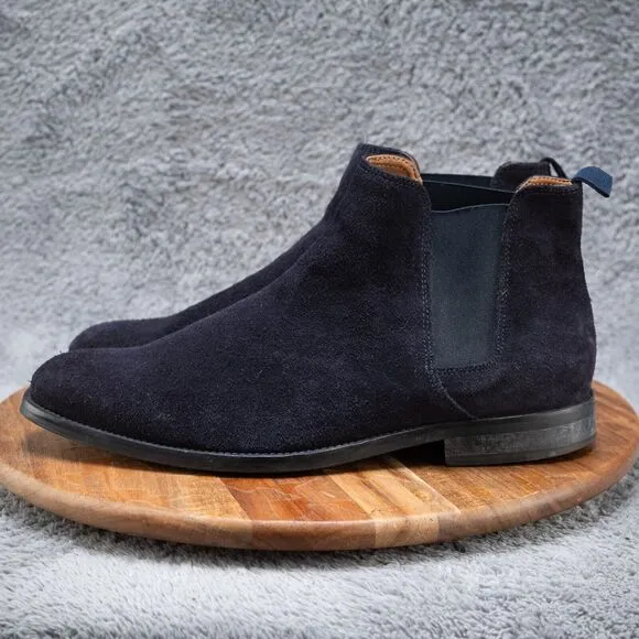 Aldo Vianello Men's 11 Blue Suede Chelsea Boots Slip On Almond Toe