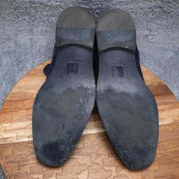Aldo Vianello Men's 11 Blue Suede Chelsea Boots Slip On Almond Toe