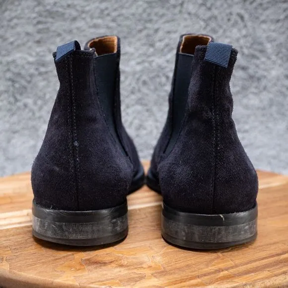 Aldo Vianello Men's 11 Blue Suede Chelsea Boots Slip On Almond Toe