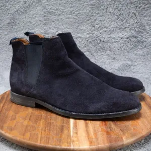 Aldo Vianello Men's 11 Blue Suede Chelsea Boots Slip On Almond Toe