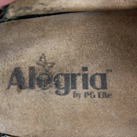 Alegria Brown Adjustable Leather Mary Jane Slip  on Shoes