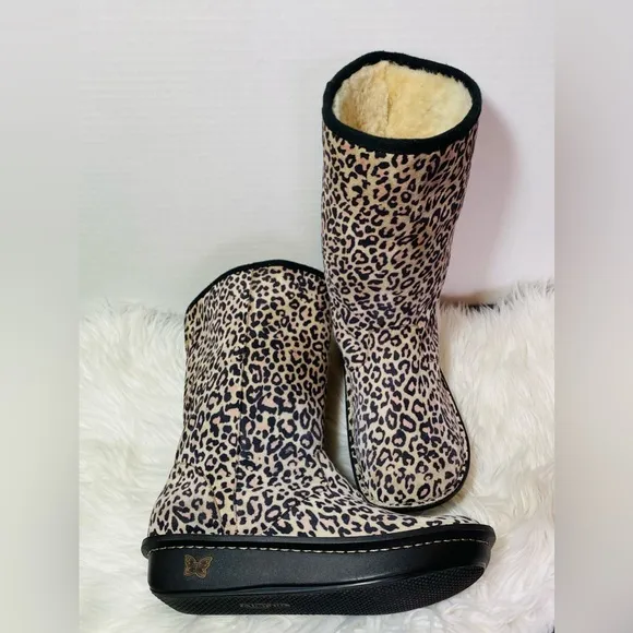 ALEGRIA Women's Leopard Print Fur Lining Boots NWOT Sz-10