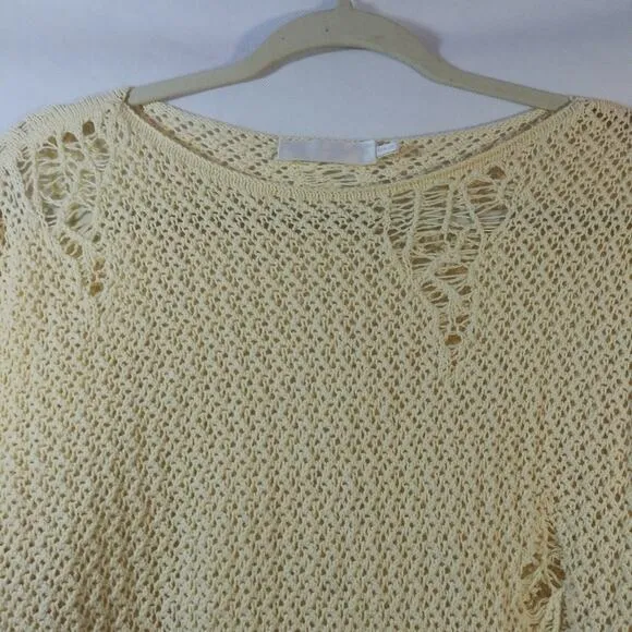 Alexander Mcqueen Cream Distressed Crochet Knit Cotton Sweater Size L