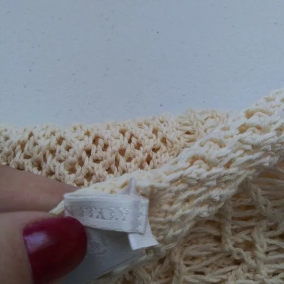 Alexander Mcqueen Cream Distressed Crochet Knit Cotton Sweater Size L
