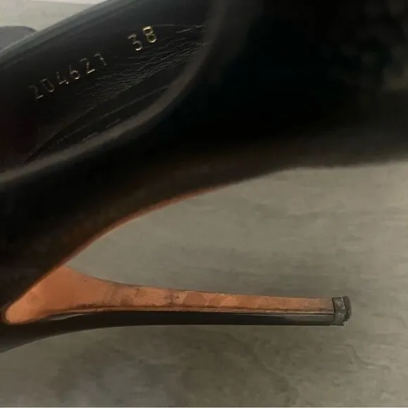 Alexander McQueen Heel Sz 8 Authentic Black Leather Paisley Classic Luxury Edgy