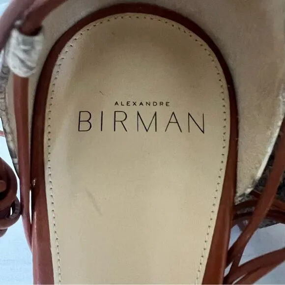 Alexandre Birman Snakeskin Leather Open Toe Strappy Block Heel Shoes Sandal 6.5