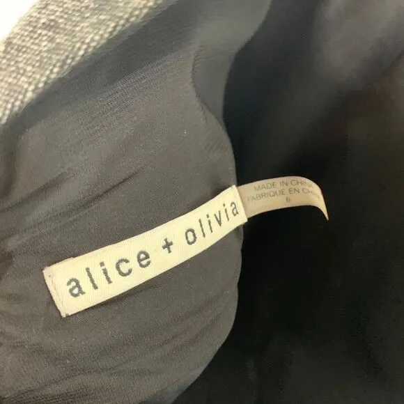 Alice   Olivia Gray Wool Blend Fit &amp; Flare Cocktail Dress Deep V Back Size 6