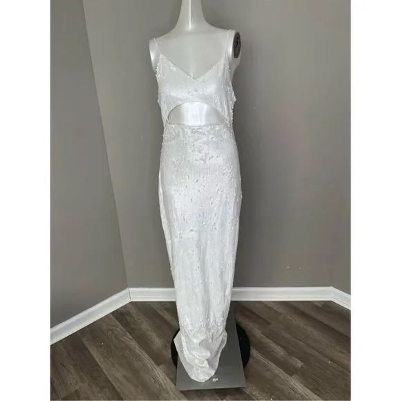 ALICE   OLIVIA Valli cutout sequined mesh maxi dress