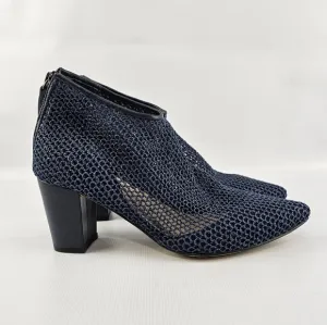 ALL BLACK Brand Mesh Heeled Ankle Boots Sz 39 Navy