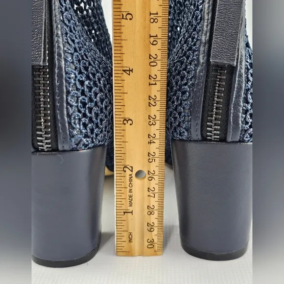 ALL BLACK Brand Mesh Heeled Ankle Boots Sz 39 Navy